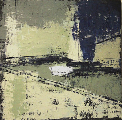 The Boat’s Voyage — abstract acrylic painting by London artist Noémie Redon, evoking movement across uncertain waters