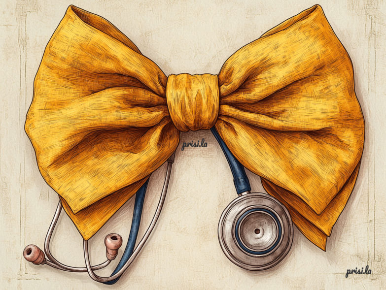 Digital art created by AI - complex bow and stethoscope - Prisi.la provides a how to create session explaining the Midjourney and ChatGPT process with the Generative AI Affiliates GPT.