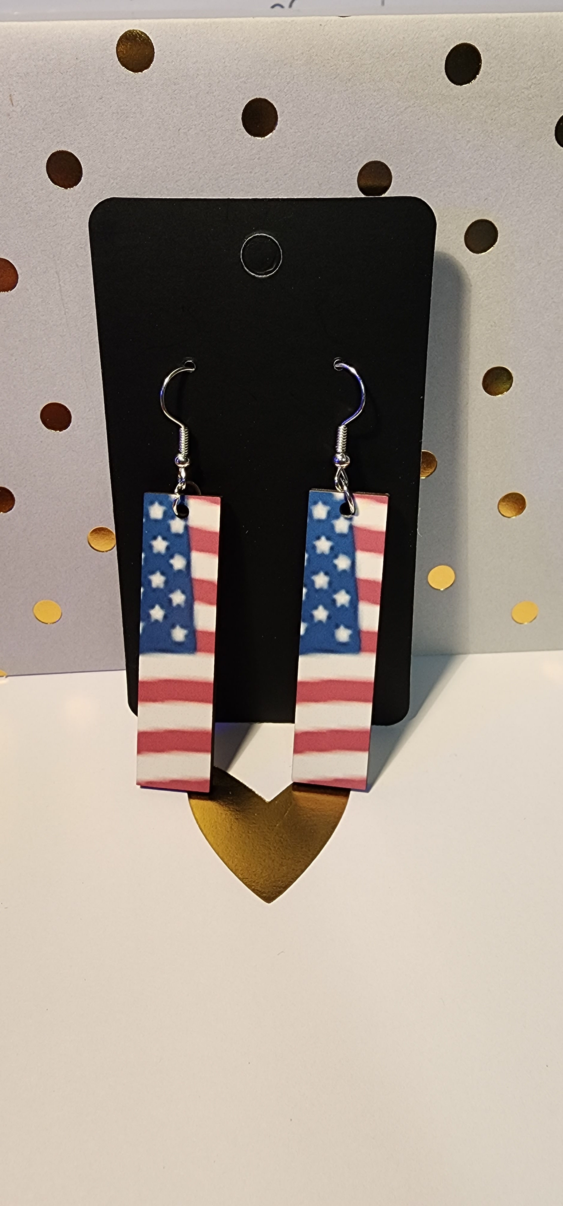 Rectangle American Flag Earrings