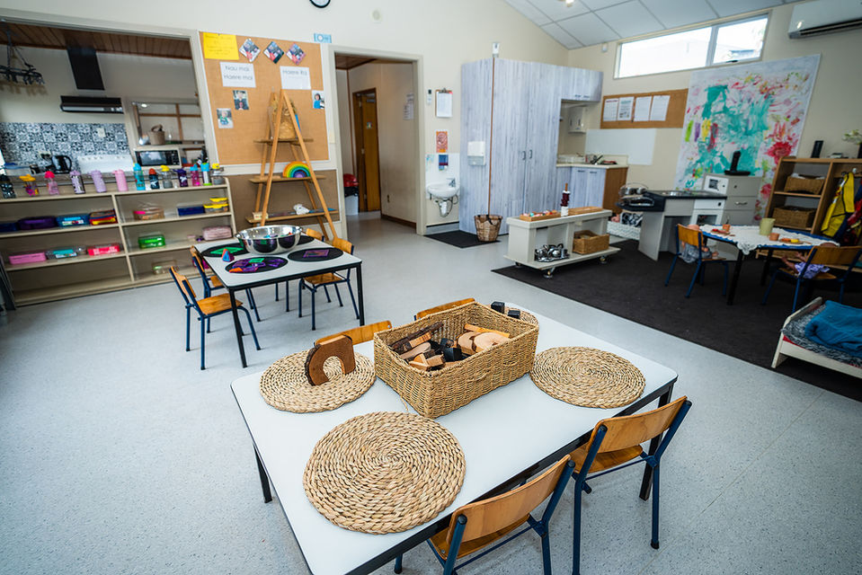 Children's tables for group activities at Te Whare Rama