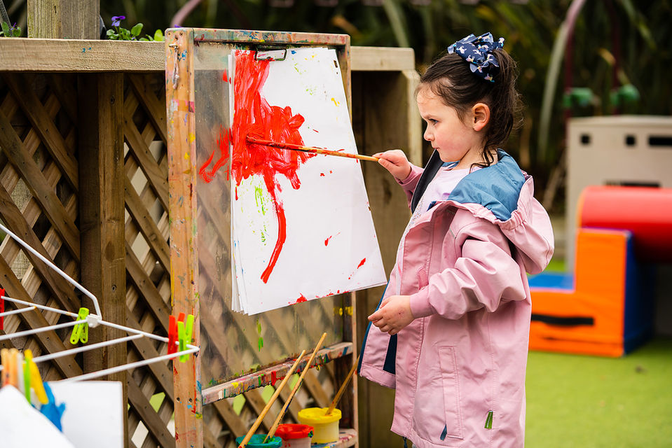 Painting art fun at Cobham Street Kindergarten
