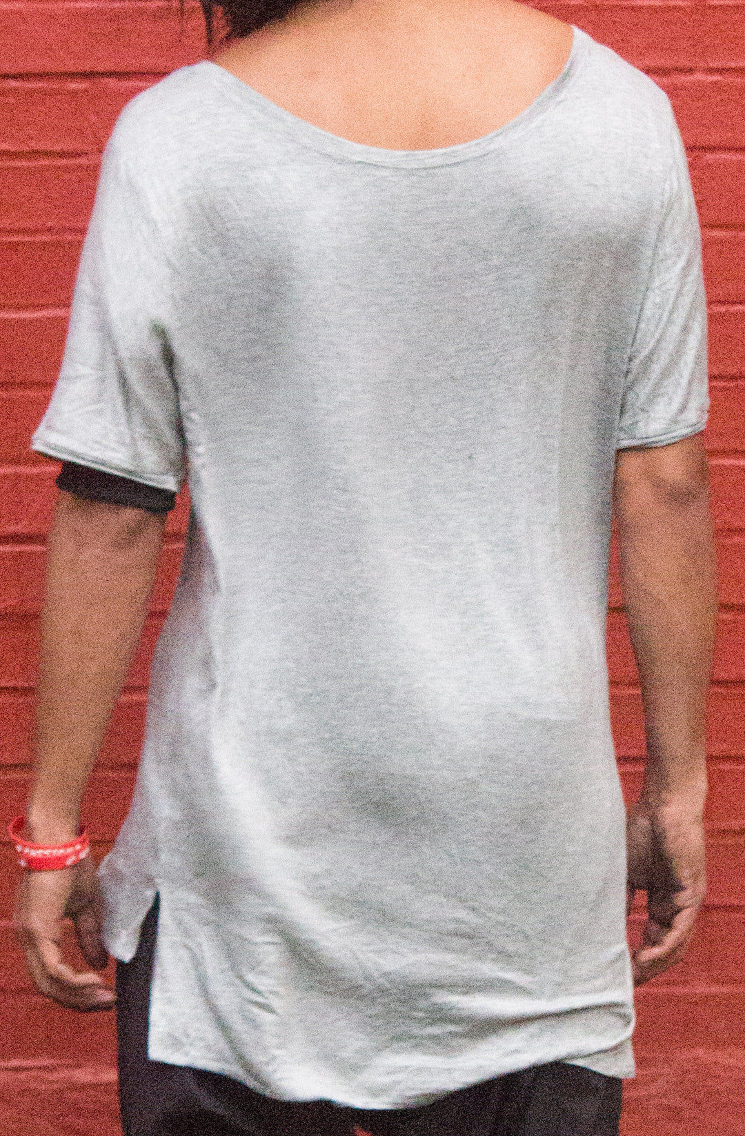 WM STYLE INSPIRE LIGHT GRAY OPEN NECK T-SHIRT OVERSIZED