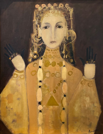 Sara la Noire - Sainte des gitans Huile sur toile 50x65 1967 Signé Poucette.jpeg