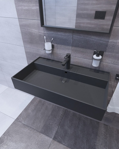 Vessel sink Infinitio 80.5x46.5 cm black matte