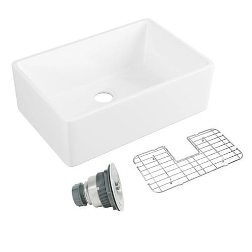 24" x 16" Farmhouse Kitchen Sink Including Drain & Grid- Ceramic