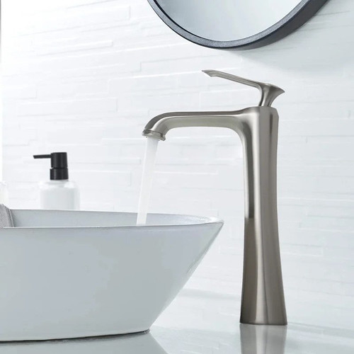 Tall Vessel Sink Faucet Brushed Nickel