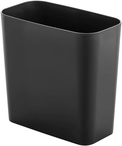 mDesign Rectangular Shatter-Resistant Plastic Trash Can Black