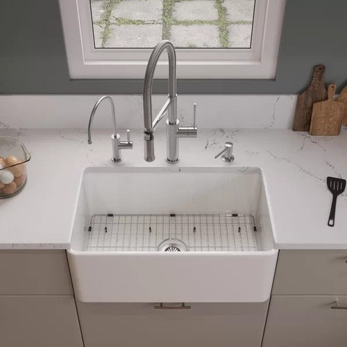 30”L x 18”W Farmhouse Kitchen Sink Fireclay without grid and drain