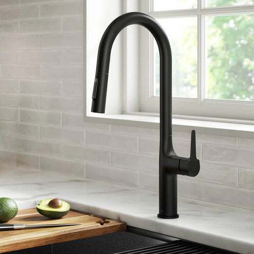 Oletto Pull Down Single Handle Kitchen Faucet Matte Black