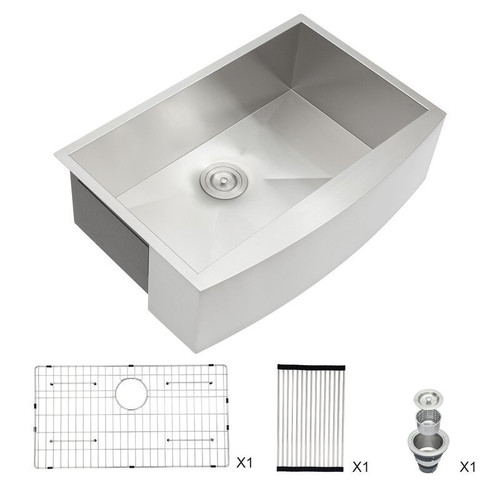 30" L x 20" W Stainless Farmhouse Kitchen Sink with Basket