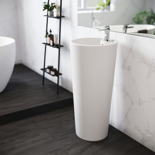 Monaco 16" White Pedestal Sink w/Overflow