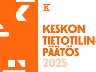 Keskon tietotilinpäätös 2025 -julkaisun kansikuva oranssilla K-logolla.
