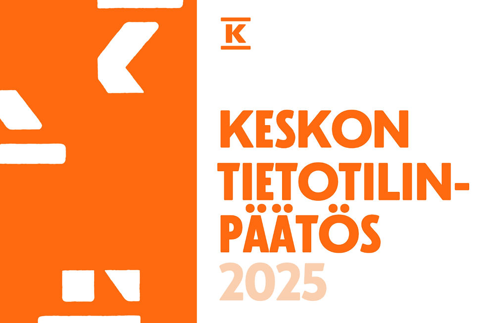 Keskon tietotilinpäätös 2025 -julkaisun kansikuva oranssilla K-logolla.