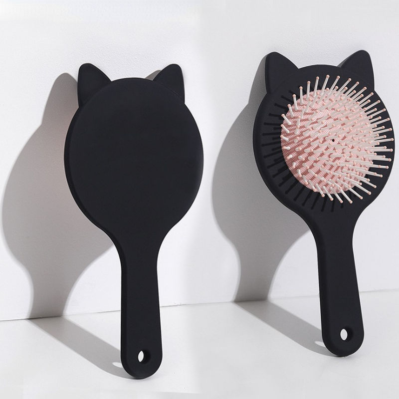 Peineta de masaje con forma de gato de dibujos animados con agarre elástico