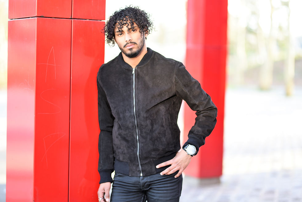 Miniature : BLOUSON TEDDY CUIR VELOURS NOIR