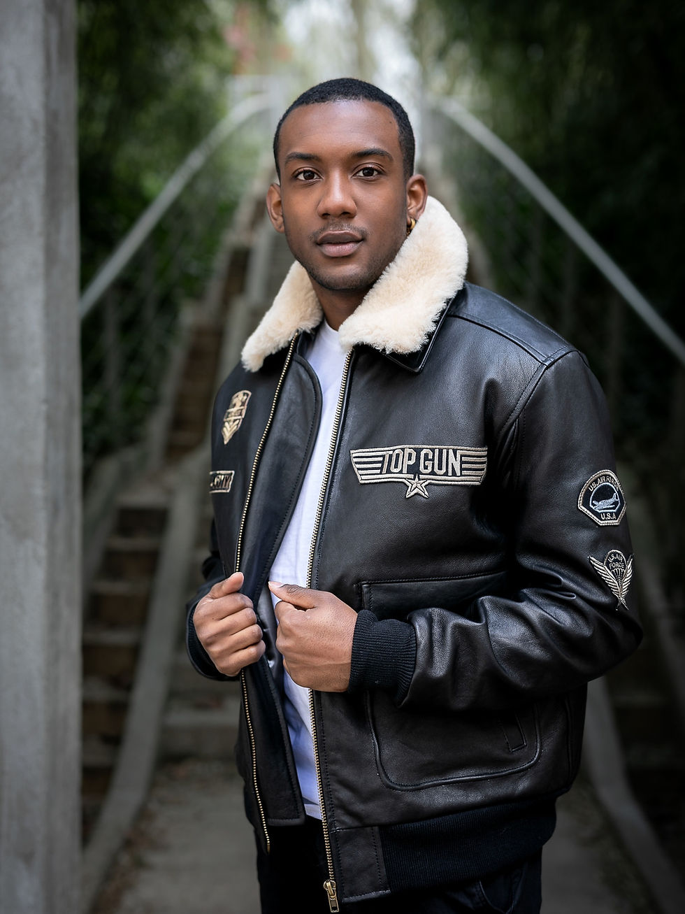 Blouson Pilote Top Gun Cuir Noir