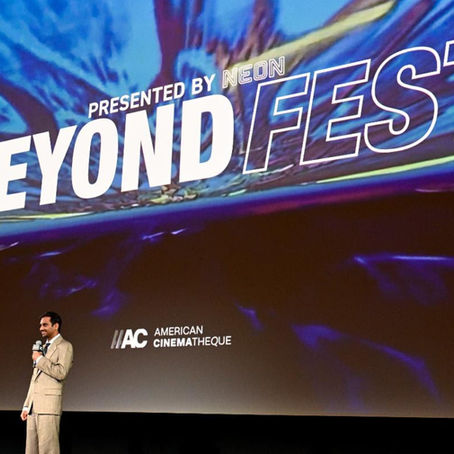 Seth Rogen and Aziz Ansari at the Good Fortune Beyond Fest screening in Los Angeles.