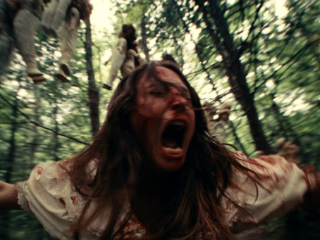 Fabianne Therese faces terror from masked killer Dolly in Rod Blackhurst’s grindhouse horror at Fantastic Fest 2025.