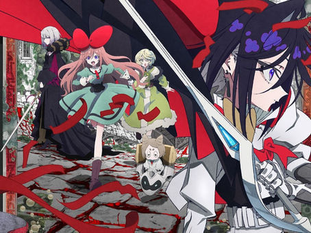  Sapphire stands wrapped in glowing red ribbons in Netflix anime The Ribbon Hero.