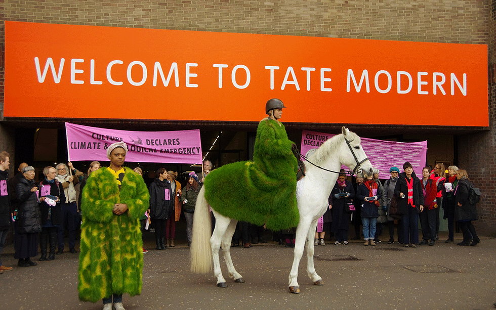 Ackroyd & Harvey in their studio, creating living art for climate activism.
