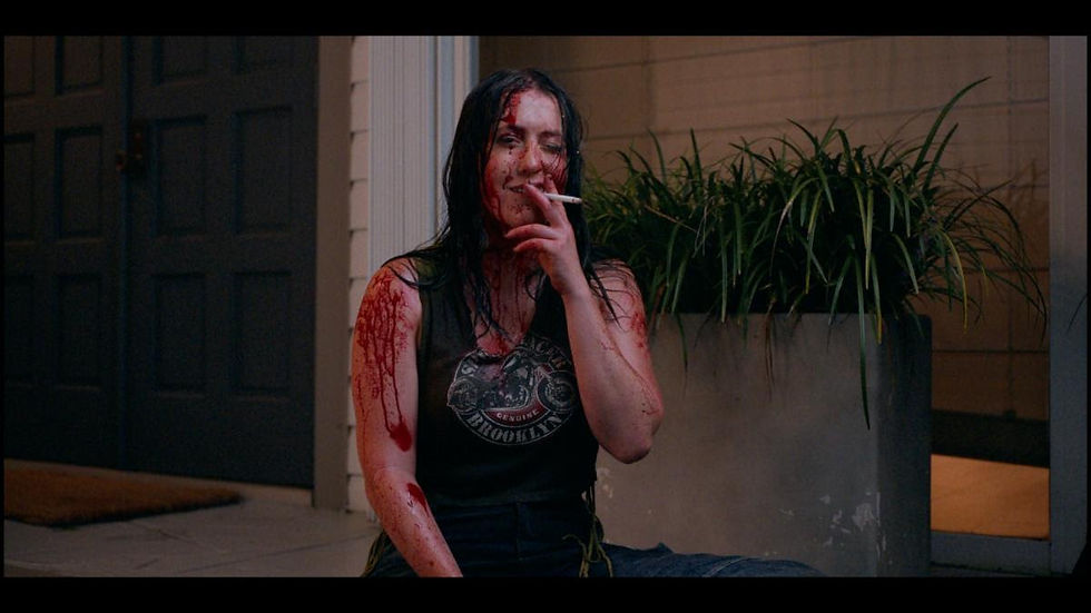 myah flips heartbreak on its bloody head in her horror-comedy music video for dissolve. (Still courtesy of myah)