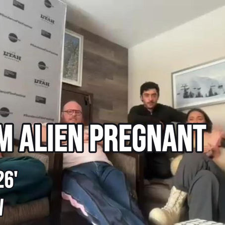 Cast and filmmakers of Mum, I’m Alien Pregnant during a Sundance 2026 interview