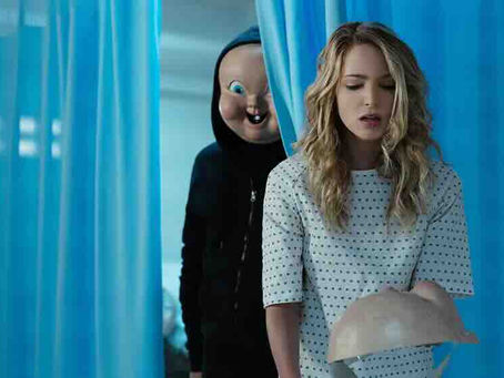 Jessica Rothe in Happy Death Day as Tree Gelbman reacting in a tense moment