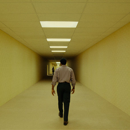 Characters navigate the eerie and endless liminal spaces of Backrooms.