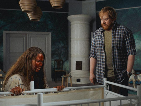 Promotional image for the Shudder horror film Nightborn starring Rupert Grint and Seidi Haarla.