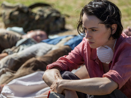 Daisy Ridley in a tense moment from We Bury the Dead.