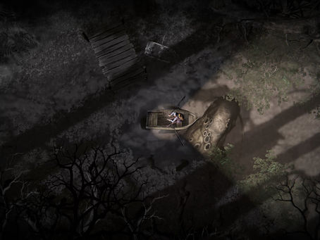 Indie game developers working on fantasy and horror game concepts in a studio setting