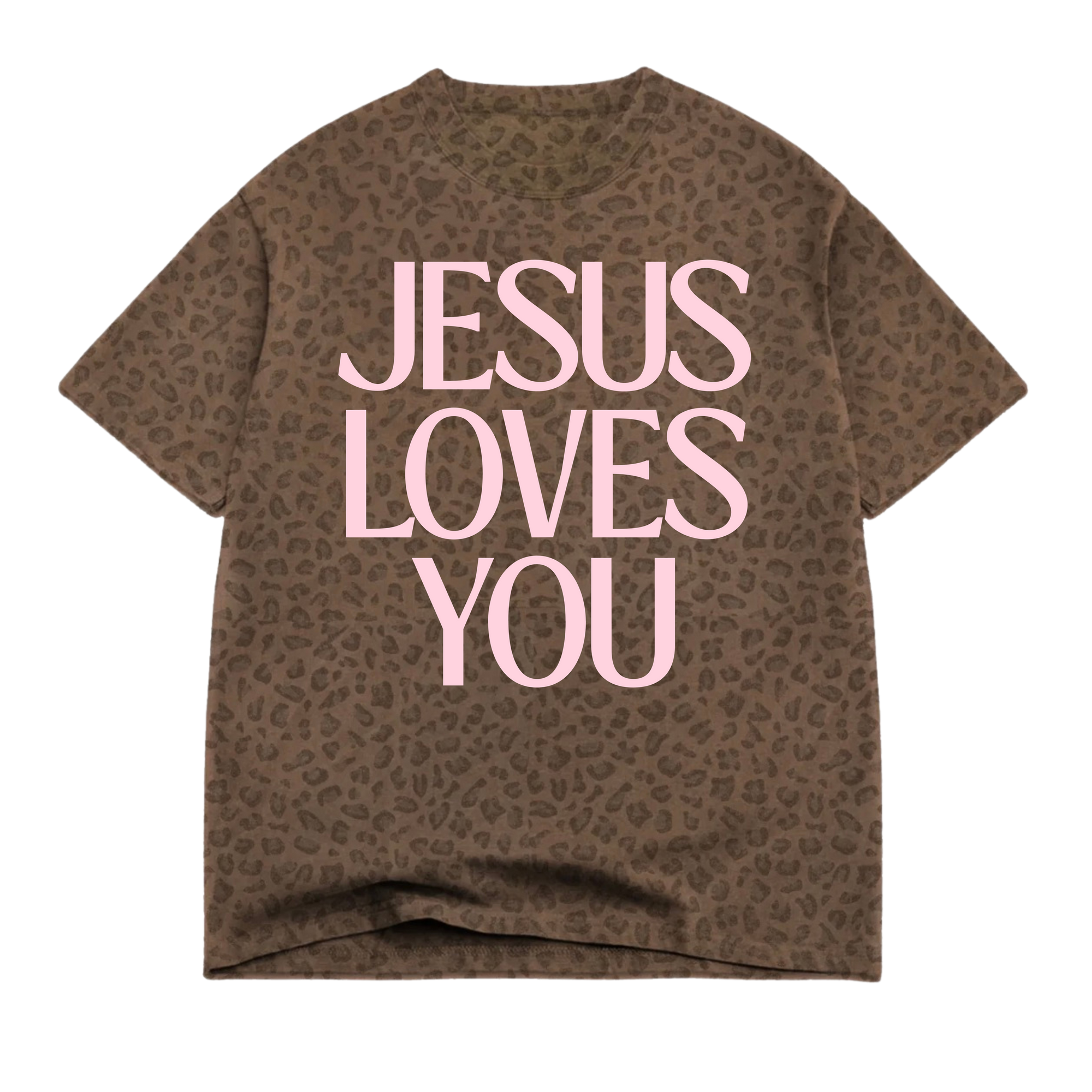 Jesus Loves You Cotton Collective Vintage Leopard Boxy Tee