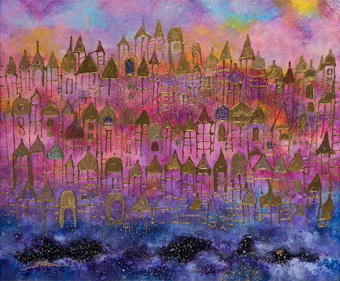 A golden city where each structure is unique and individual yet connected with its neighbor
