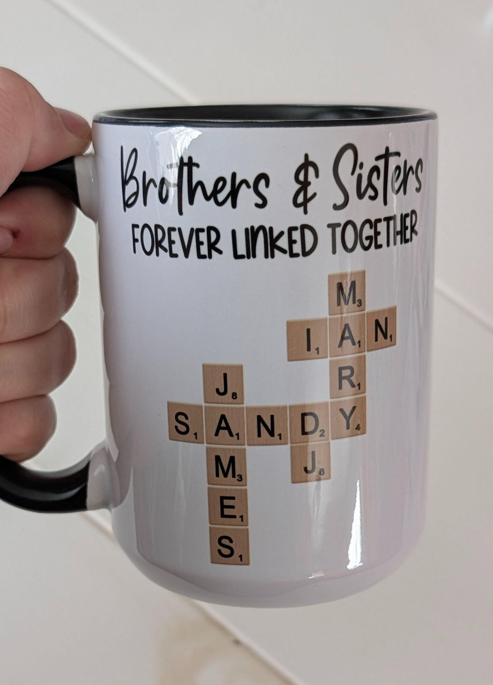 Scrabble Brothers & Sisters Forever Linked Together  15oz Mug