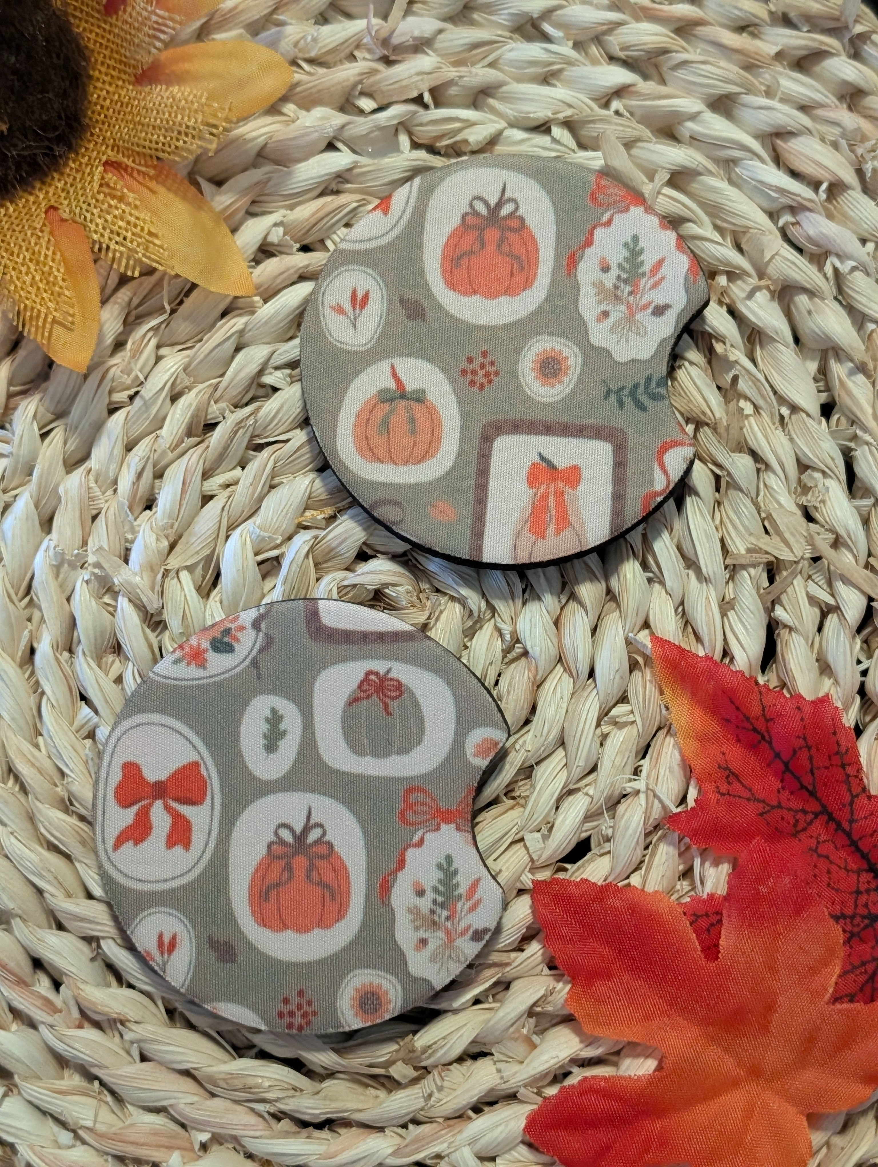 Framed Pumpkins Car Coasters
