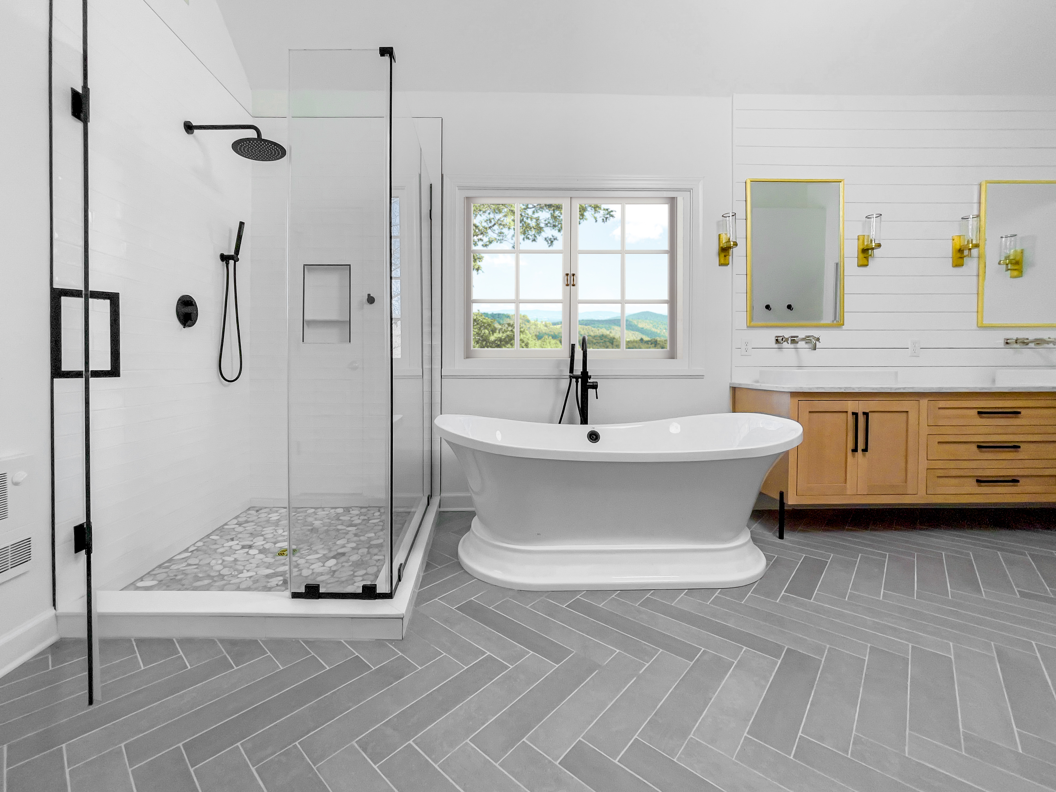 Renovated bathroom with tiled walk-in shower by Atlas in Central Virginia