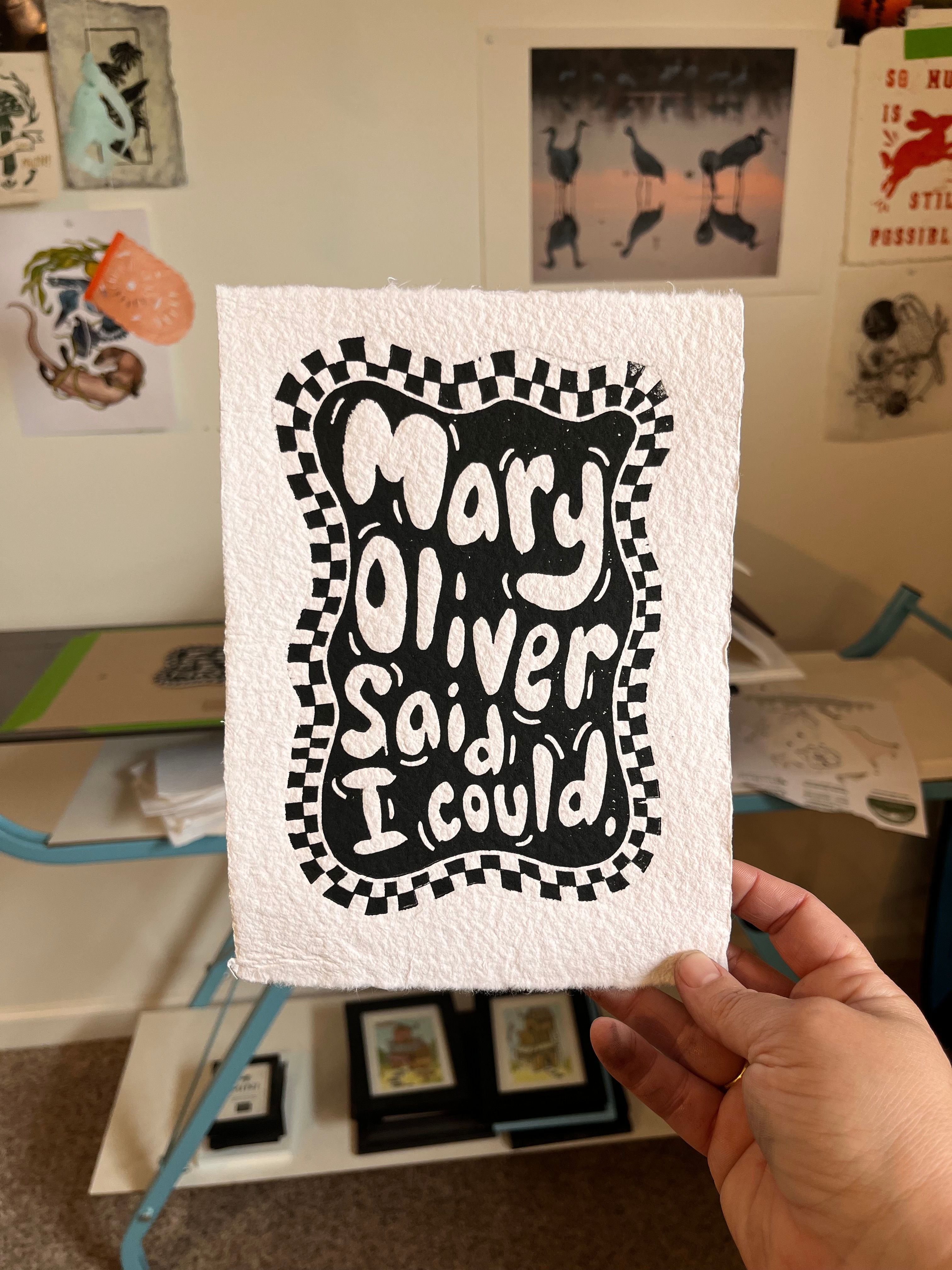 Mary Oliver Block Print