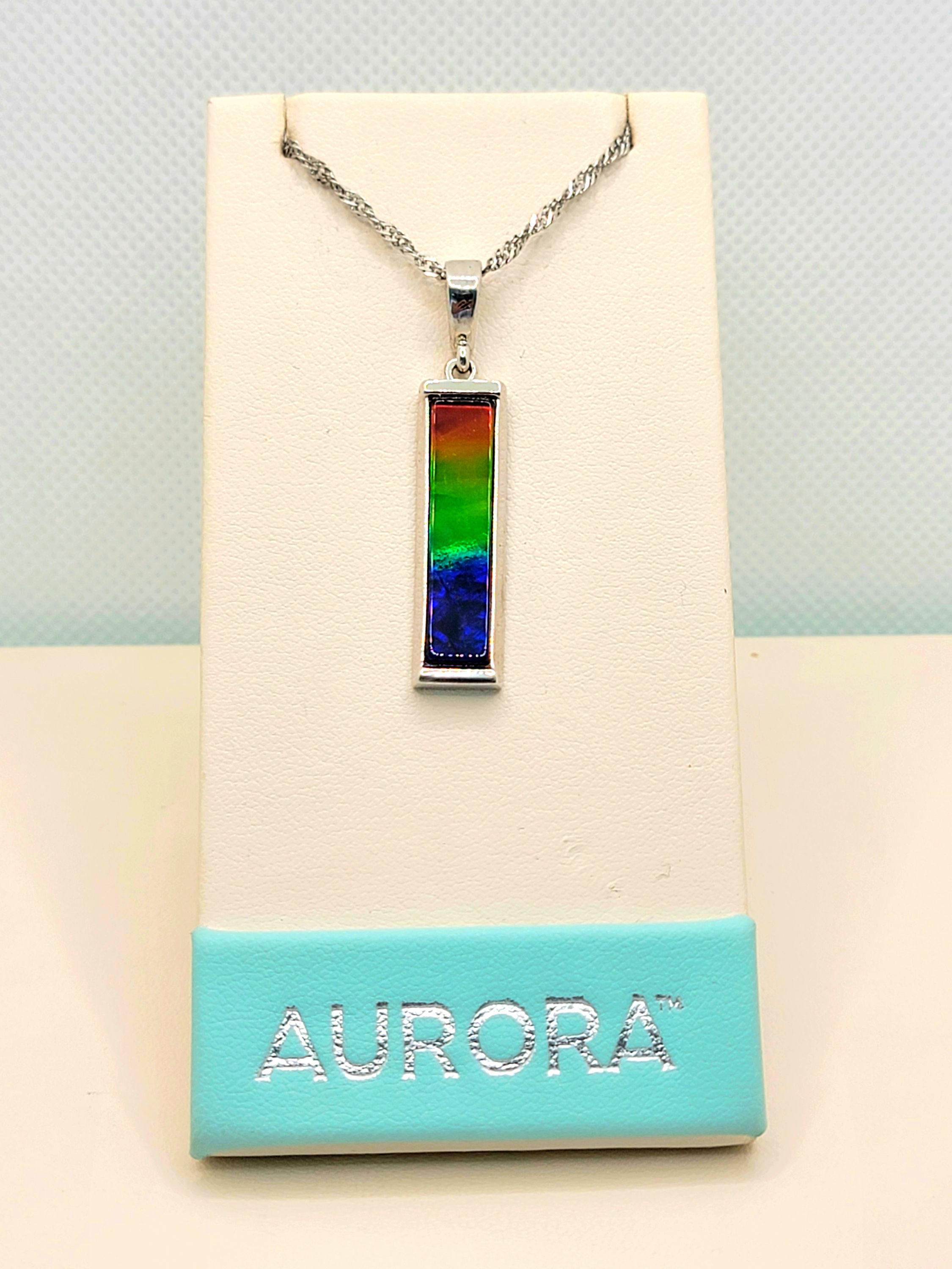 Long Rectangle Ammolite Pendant