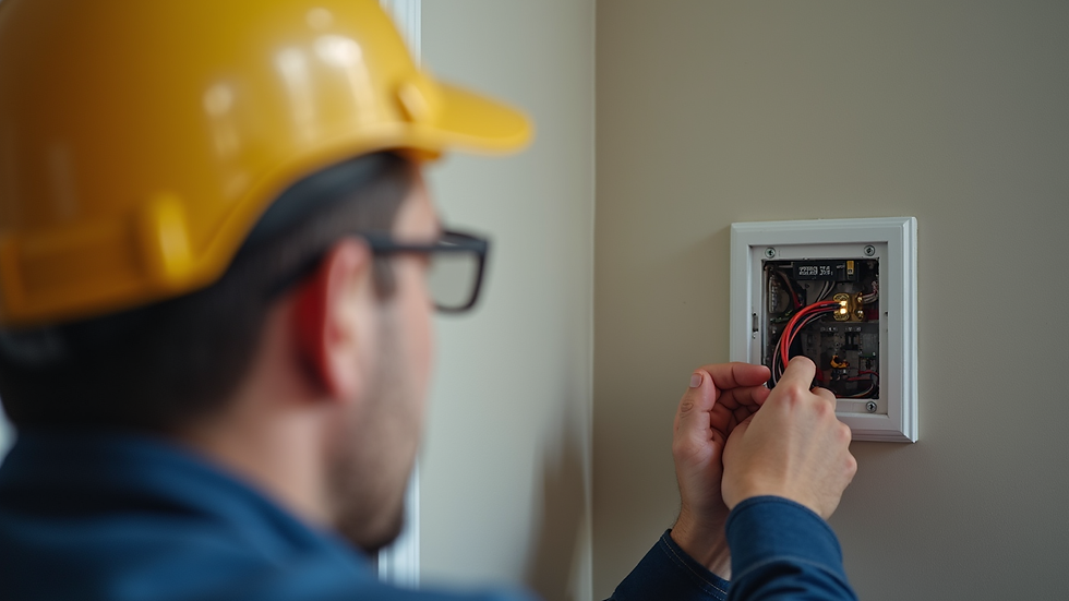 Close-up view of a home inspector checking electrical wiring