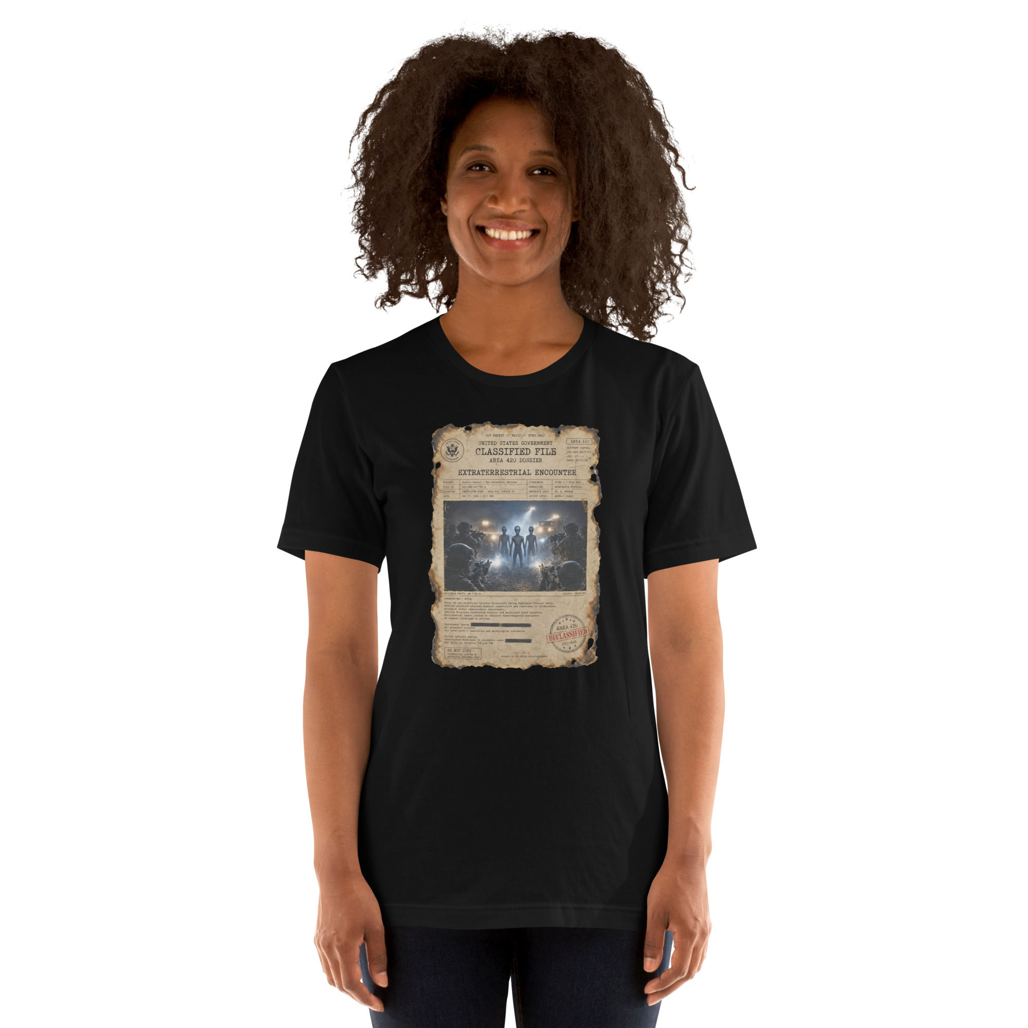 Area 420 Classified File | Extraterrestrial Encounter UFO Dossier T-Shirt