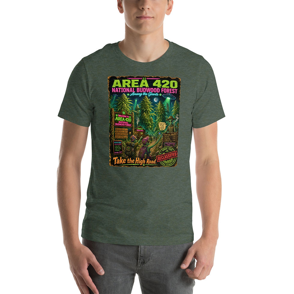 Thumbnail: Area 420 National Budwood Forest | Take the High Road Retro Alien T-Shirt