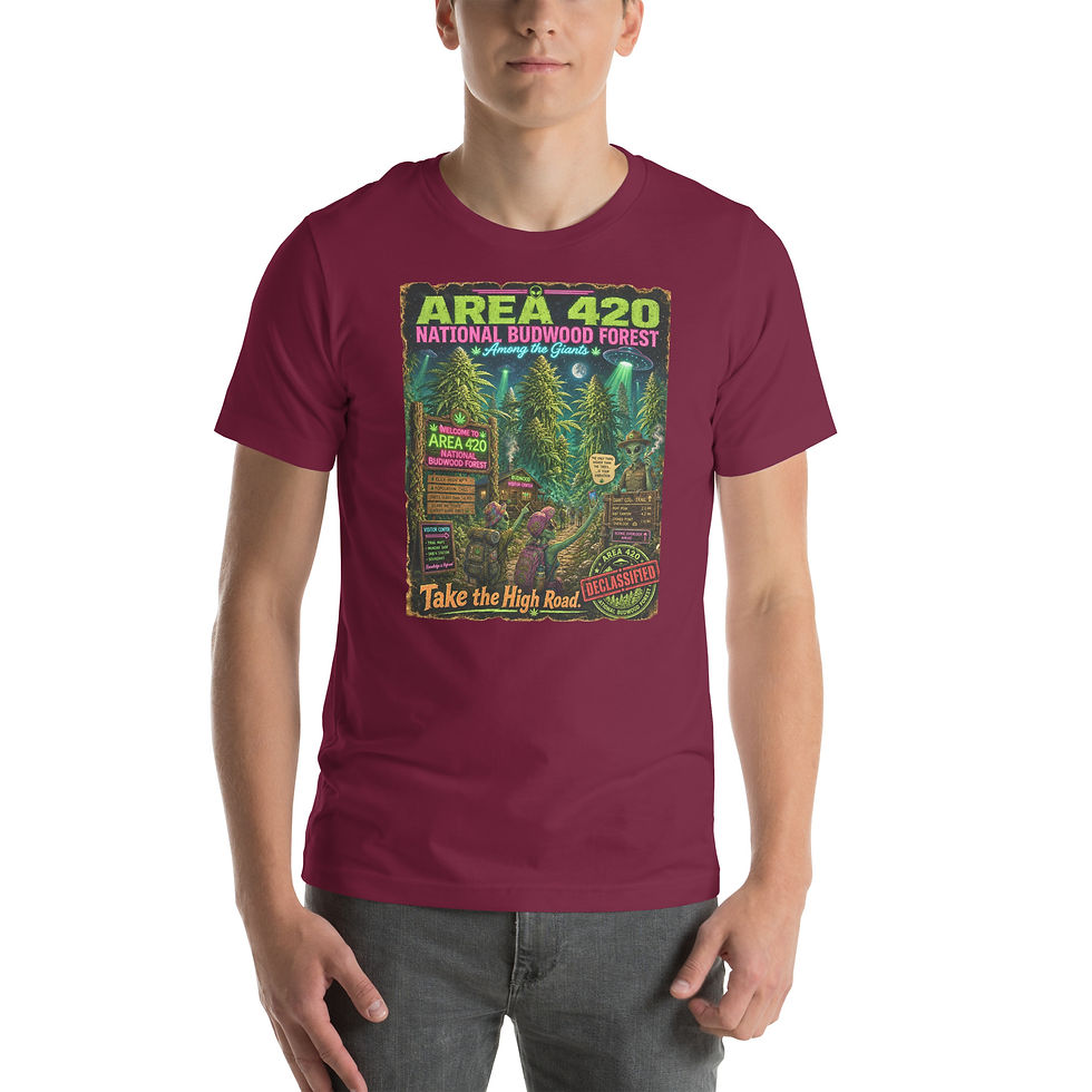Thumbnail: Area 420 National Budwood Forest | Take the High Road Retro Alien T-Shirt