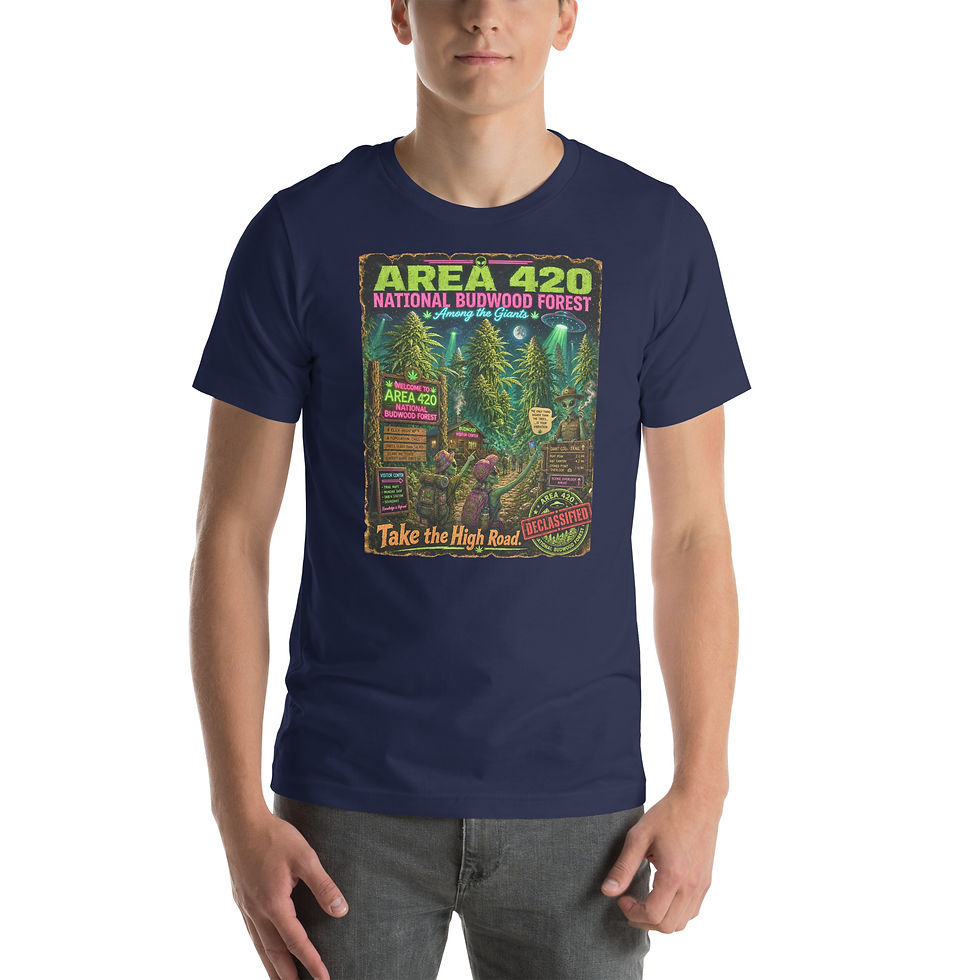 Thumbnail: Area 420 National Budwood Forest | Take the High Road Retro Alien T-Shirt