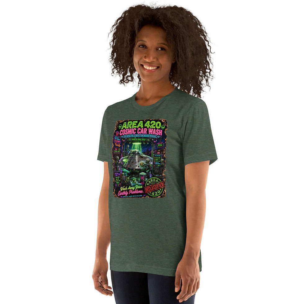 Thumbnail: Area 420 Cosmic Car Wash | UFO Detailing Retro Alien Neon T-Shirt