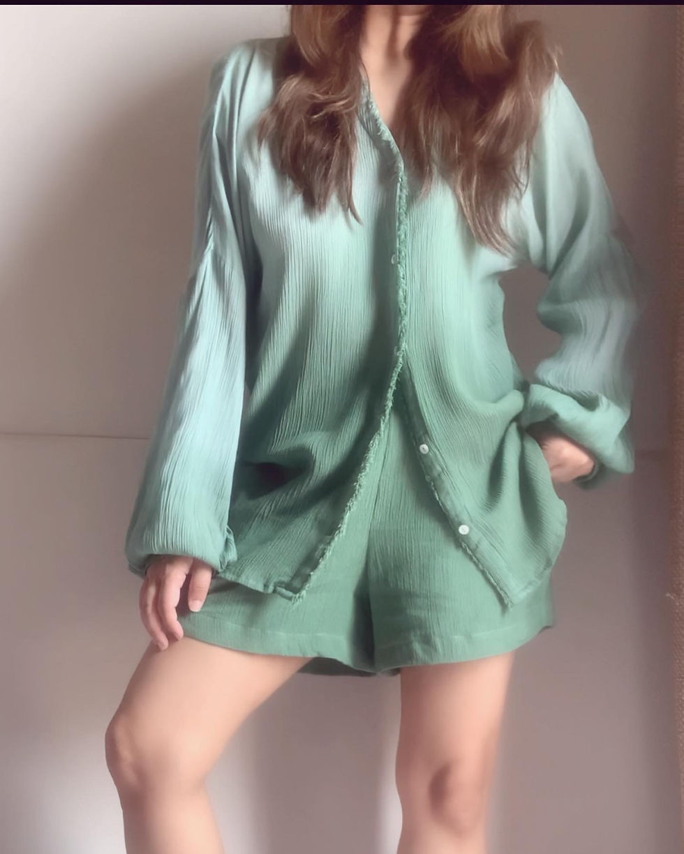Thumbnail: The Wavelet Shorts Set : Mist Green ombré