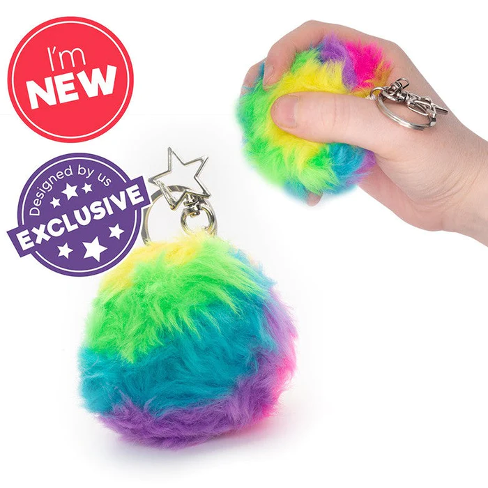 Furry squish ball keychain 