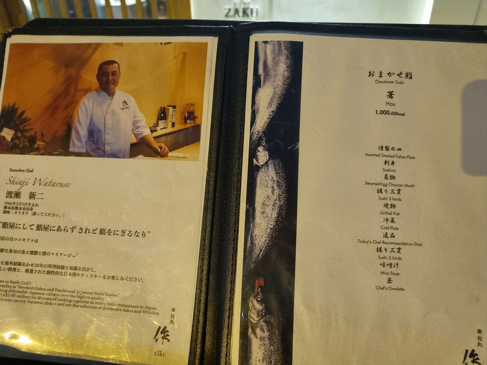 호치민 맛집 빈탄군 팜빗짠 거리 스시 오마카세 Sushi Zaku, 메뉴(1)