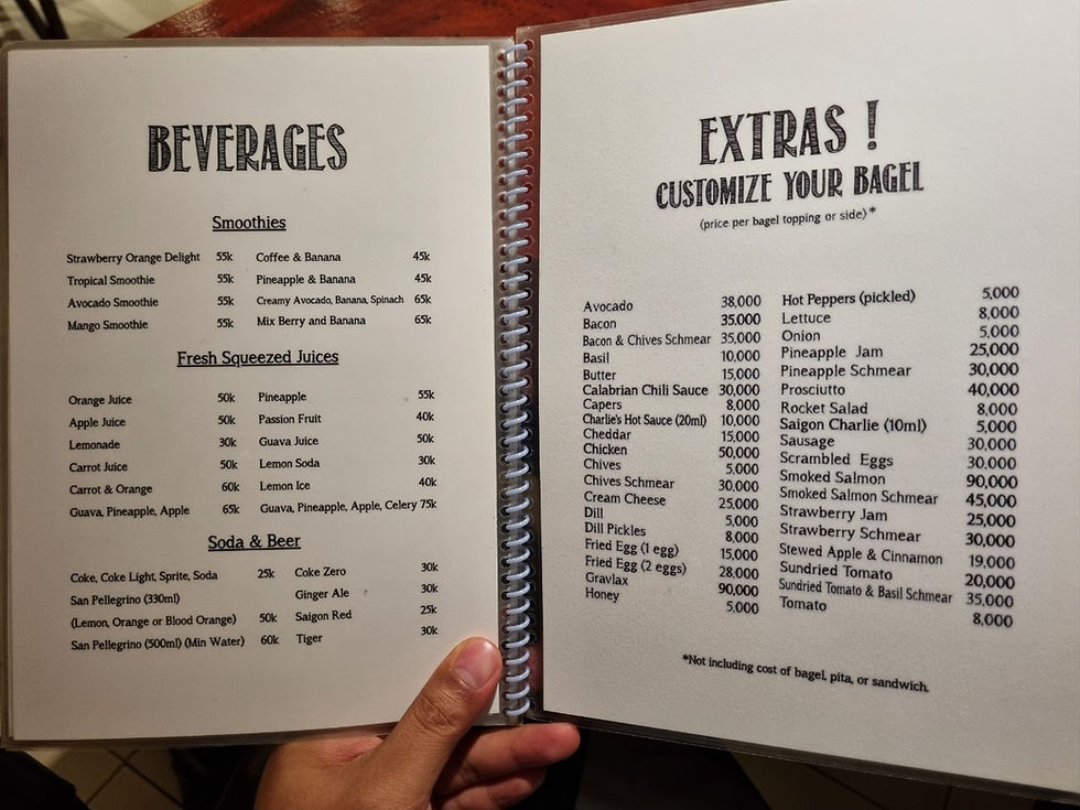 District 2, Thao Dien Bagel Bar & Cafe Saigon Bagel, Menu(6)