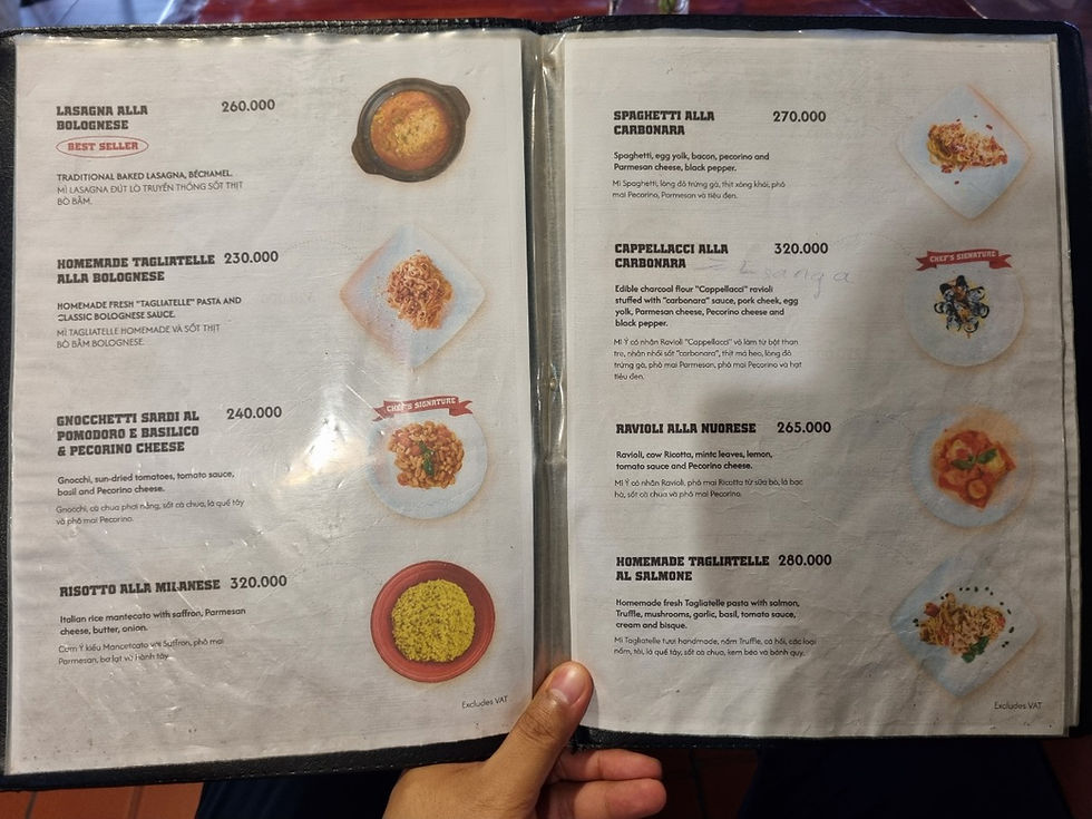 District 2, An Phu Sun Avenue Italian Restaurant Tavolo Dello Chef, Menu(5)
