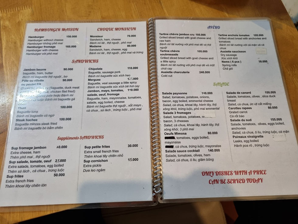 District 2, Thao Dien French Restaurant CH'TITE CUISINE, Menu(2)